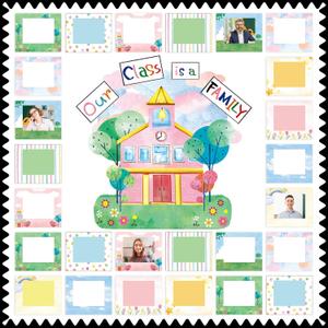 Mooliwe Our Class is a Family Bulletin Board Set with Picture Frames for Classroomm, School Grassy Area Flower House Tree Sky Cloud Cutout for Bulletin Board Chalkboard School Party Decor