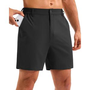 Pudolla Men's Casual Shorts 7"/9"/5" Lightweight Golf Shorts with 3 Pockets Stretch Quick Dry Comfy Work Shorts (Black, M)