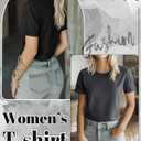 Huukeay 3 Pack Women's Cotton T Shirts Casual Short Sleeve Tunic Tops Crewneck Summer Loose Fit Plain Basic Tee (L)