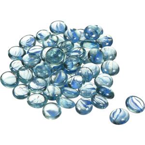 MECCANIXITY Decorative Flat Glass Marbles 17-19mm Rock Vase Filler Beads Pebbles Petal Blue for Fish Tank Table Scatter Decor, 100 Pcs