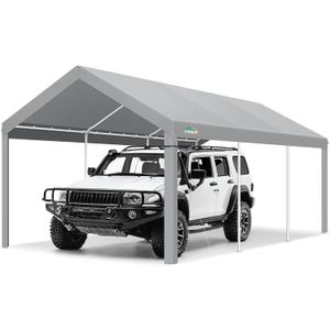 COBIZI Carport Canopy 12x20 Heavy Duty Car Tent Garage, Galvanized Frame Car Canopy Outdoor Shelter Waterproof & UV Protected with Built-in Sandbags & All-Season Tarp for Car Boat Truck, Gray