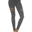 DIBAOLONG Womens High Waist Yoga Pants Cutout Ripped Tummy Control Workout Running Yoga Skinny Leggings Dark Gray XXL