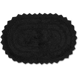 DII Crochet Collection Reversible Bath Mat, Small Oval, 17x24, Black