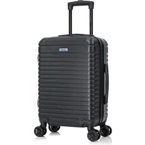 InUSA DEEP Luggage with GEL Handle | Spacious Traveling Suitcases, Travel Suitcase with Dual Spinner Wheels and Studs | 20 Inch Carry On Hardside Luggage | Black