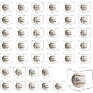 40 Pcs Baseball Display Case Transparent Autograph Ball Protector Baseball Cube Memorabilia Showcase UV Protected Acrylic Boxes for Friends Club Fans