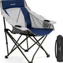 SUNNYFEEL Oversized Camping Chairs for Adults, Heavy Duty Portable Folding Chair with Carry Bag, Side Pockets & Cup Holder, Supports 300 lbs, for Tailgating Hiking Picnic Backyard Blue