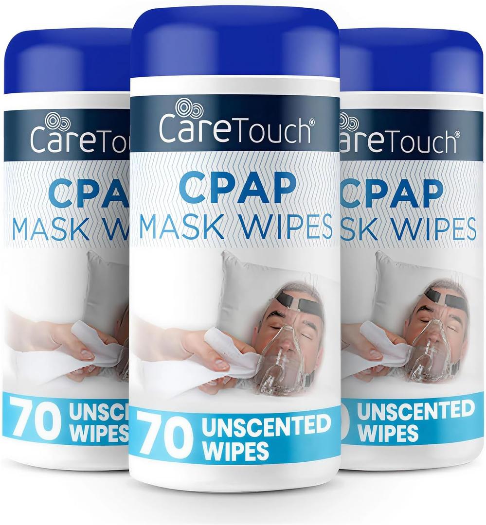 Care Touch CPAP Wipes - Unscented | CPAP Cleaner | 3 Packs of 70 Unscented Mask Cleaning Wipes - 210 Total