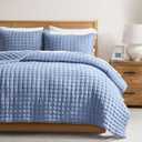 WDCOZY Blue California Cal King Size Quilt Bedding Sets with Pillow Shams, Oversized Lightweight Soft Bedspread Coverlet, Quilted Blanket Thin Comforter Bed Cover, 3 Pieces, 118x106 inches