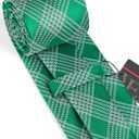 HISDERN Plaid Ties for Men Classic Checkered Tie and Pocket Square Cufflinks Tie Clip Set Woven Men's Necktie Business (Green)