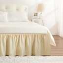 RIMELA Oatmeal Bed Skirt King Size 15 Inch Drop, Elastic Bed Skirting for Bed Base and Frame, Bedding Dust Ruffle Easy to Install, Lightweight Wrap Around Adjustable Bedskirt