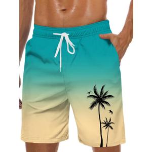 Men's Swim Trunks Hawaiian Bathing Mesh Lining Suit Swimsuits Beach Shorts with Pockets (Medium, Color Ramp-yellow)
