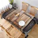 Antique Wooden Door Rectangle Tablecloth 60x84 Inch Outdoor Old Rustic Brown Barn Farm Timber Wall Board Building Table Cloths Decorations for Kitchen Home Dinner Party Wedding Picnic