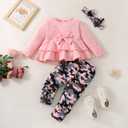 Baby Girl Clothes Infant Girl Clothes Fall Winter Outfits Sweatshirt Long Sleeve Ruffle Tops Pants Headband 6-24M