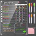 2 x Acrylic Magnetic Chore Chart for Kids,Chores Chart for Fridge Refrigerator,Dry Erase Behavior Chore Chart for Multiple Kids,Responsibility Reward Chart for Teens Adults Family,11.5"x15"(1 Pack)