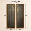Framed Misty Forest Wall Art,Muted Dark Vintage Foggy Tree Landscape Prints, 24"Lx8"W