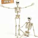 5.75ft Life Size Giant Halloween Skeleton, 69" Posable Full Body Skeleton with Movable Joints, Halloween Skeleton Decorations for Yard Porch Outdoor Indoor Haunted House Graveyard