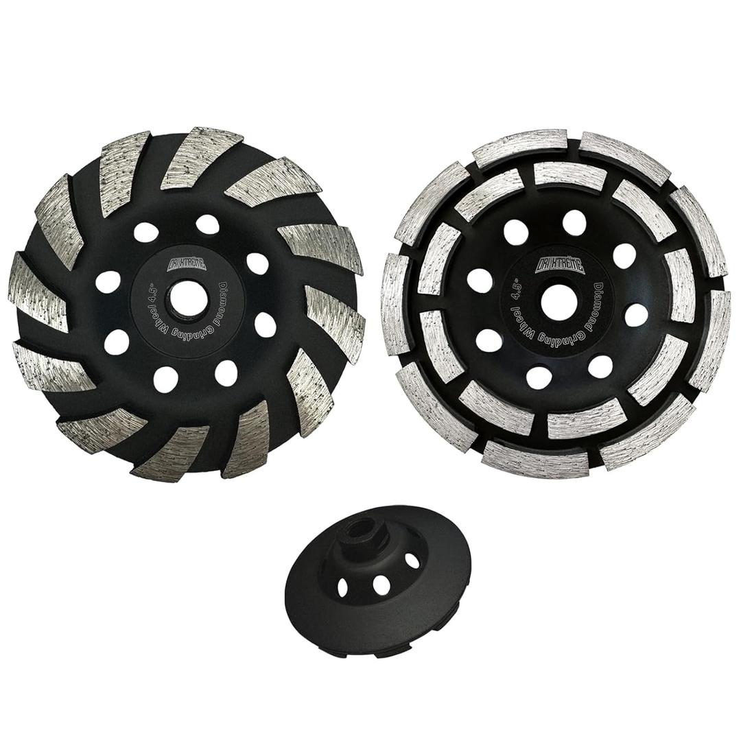 4 1/2 Inch Segment & Double Row Diamond Cup Wheel 2pcs for Grinding and Cleaning Surface Stone Concrete Granite Marble Masonry Brick with 5/8-11 Threaded Angle Grinder Wheels Cup