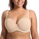  Women's Underwire Contour Multiway Full Coverage Strapless Bra Beige  36DD 