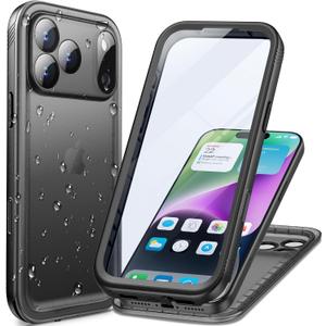Cozycase TOP Military Protective IP68 Waterproof Case for iPhone 17 Pro Heavy Duty 360 Shockproof Full Body with Screen Camera Protector Double Dustproof Hard Tough 17Pro Front Back Cover (Frosted Black)