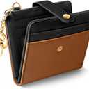 Small Ladies Wallet, Rfid Slim Thin Compact Credit Card Women Wallet, PU Leather Bifold Cash Wallet, Zipper Coin Pocket & ID Window, Female Gifts Black and Brown