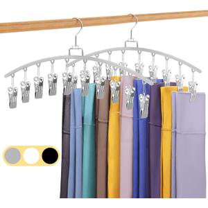 2 Pack Legging Organizer for Closet 360° Swivel, Metal Gym Clothes Organizer w/20 Clips Holds 20 Leggings, Hangers Space Saving, Closet Organizers and Storage, Room Organization Essentials, Grey