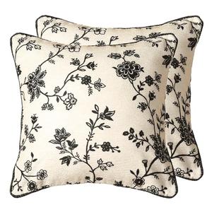 bilin gaier Throw Pillow Covers Set of 2,Classic Black and White Floral Elegant French Linen Pillowcases,Decorative Square Pillow Covers Cushion Covers for Couch Bed Sofa Chair 18x18 Inches