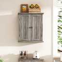 ChooChoo Bathroom Wall Cabinet, Over The Toilet Space Saver Storage Cabinet, Farmhouse Medicine Cabinet with 2 Doors and Adjustable Shelves, Cupboard, Retro Grey, 8.8"D x 21.1"W x 24"H