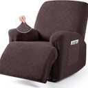 VANSOFY Oversized Recliner Chair Cover, 4-Pieces Stretch Recliner Covers for Recliner Chair Soft Reclining Chair Slipcover Jacquard Pattern Furniture Protector for Dogs Cats(Dark Coffee) (1 Seater--X Large)