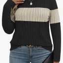 Plus-Size-Womens-Tops Casual Color Block Long Sleeve Shirts Lightweight Knit Pullover Sweaters Trendy Tunics Blouses, Size XL