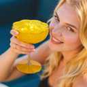 Ciaell 12PCS Plastic Martini Glasses - 10 Oz Amber Elegant Disposable Cocktail Glasses for Champagne Wine Wedding Party Anniversary Bar