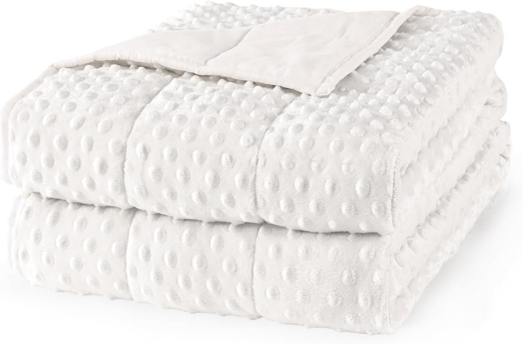 Mr. Sandman Weighted Blanket for Adults, Heavy Blanket for Woman, Man Sleeping/Calm, Soft and Cozy Weighted Throw Blankets, Machine Washable, 60 x 80in, 15 lbs, White