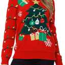 VENTELAN Women's Christmas Sweater Funny Christmas Tree Ugly Pullover Snowflake Long Sleeve Sweater Shirt (Red, S)