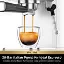 CHULUX Slim Espresso Machine with Milk Frother, 20 Bar Professional Italian Pump Espresso Coffee Machine for Home Cappuccino & Latte Maker, Stainless Steel, Silver