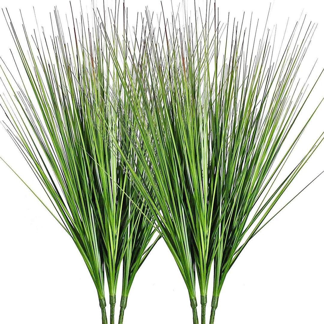 27" Artificial Plants Onion Grass Greenery Faux Fake Shrubs Plant Flowers Wheat Grass for House Home Indoor Outdoor Office Room Gardening Indoor Dcor 6 Pack