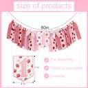 Strawberry Daisy 1st Birthday High Chair Banner - Pink Red Berry Theme Highchair Banner, Gingham Sweet Berry First Birthday Party Decoration, Best Sweet One Cake Smash Photo Props, Strawberry Picnic Party Supplies