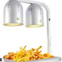 Heat Lamp for Food, with Two 250W Bulbs for Fast and Even Heating, Food Heat Lamp with Adjustable Height Stand, Commercial Food Warmer Lamp for Home, Fast Food Restaurant, Buffet, Bakery Silver