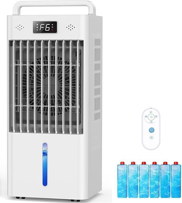 Portable Air Conditioners, 3-IN-1 Swamp Cooler, Evaporative Air Cooler,Remote & Touch Control, 90°+90° Oscillation,LED Screen, Air Coolong Fan for Outdoor Indoor