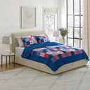 Lavish Home 3-Piece Caroline Patriotic Quilt Set - Americana Stars and Plaid Patchwork Bedding - Full/Queen Bed Spread with 2 Pillow Shams
