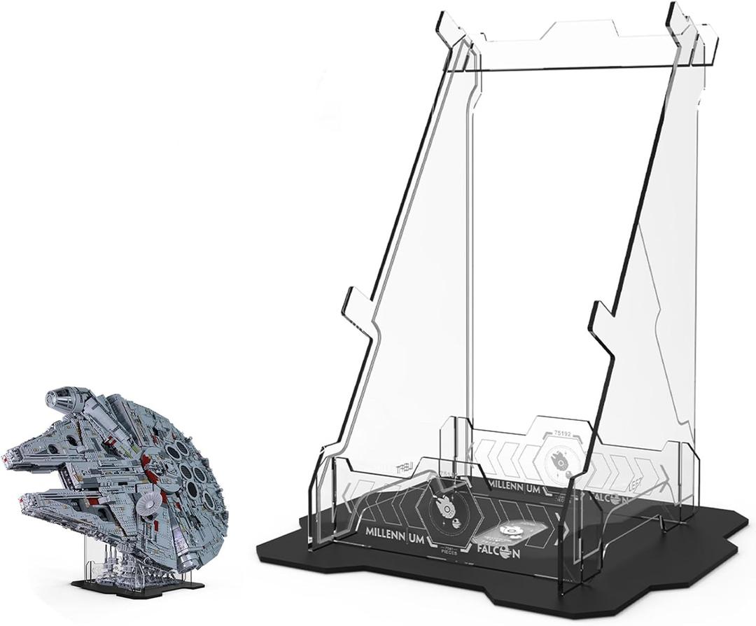 Display Stand for Lego Millennium Falcon 75192 Star Wars Building Block , 5mm Acrylic Display Holder, Vertical Display Bracket for Lego 75192 (Stand Only, No Model )