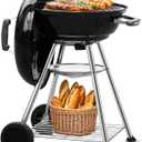 BEAU JARDIN Charcoal Grill 18 Inch for Outdoor Cooking BBQ Barbecue Coal Kettle Bowl Grill Portable Heavy Duty Round with Wheels Grilling for Tailgating Patio Backyard Camping Black BG4691
