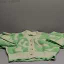 Cardigan Sweater for Women Colorblock Button Down V Neck Knit Sweater Cardigan Loose Short Coat Shrug Outerwear (Green,Large)