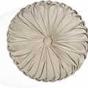 Lush Decor Round Pleated Soft Velvet Decorative Throw Pillow, 1 Count, 15" Diameter, Taupe - Neutral Plush Round Pillow, Seat Cushion, Decorative Pillows For Bed, Couch, Or Chair