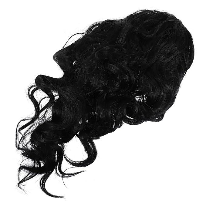 Long Curly Wig Hat for Women Natural Texture High Temperature Hairband Wig Fashionable Wavy Extension for Autumn Winter Smooth Realistic Look, Black