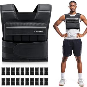 Adjustable Weighted Vest for Men Women, 20lb 30lb 45lb 60lb Weight Vest with 20 Removable Weights, Heavy Duty Running Vest with Reflective Strips for Walking Strength Training Calisthenics, 20 Lbs-sandbags