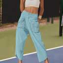 LAMISSCHE Oversized Barrel Lounge Pants Women Wide Leg Sweatpants with Pockets Baggy Cropped Pants (Blue, M)