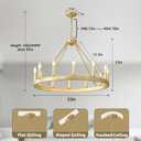 Gold Wagon Wheel Chandelier Farmhouse 32-Inch, 12-Light Modern Gold Chandelier for Dining Room, Round Iron Industrial Chandeliers Light Fixture for Living Room, Foyer, Entryway, E12