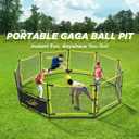 3-in-1 Portable Gaga Ball Pit with Hoop & Goals, 10ft Outdoor Game for Camp, School & Family Fun(10FT-Yellow&Black), 10 Feet Diameter