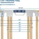 6-in-1 Stud Layout Tool for Framing, Fits 12/14/16/18/20/24 in On-Center Spacing, Labeled Cast Aluminum Framing Jig, Heavy-Duty Rust-Resistant, Portable Carpenter Tool w/U-Handle