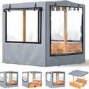 Sandbox Cover, 48”x48”x52”, Kid Sand Box Covers, Waterproof, UV Resistant, with Zippered Mesh Windows, Ideal for Backyard Wooden Sandbox, Windproof, Dustproof & Pet-Proof, Grey, Only Cover