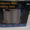 Garden Hose 50FT, Water Hose with 10 Function Nozzle, Garden Hose Metal with Leak-proof Connectors, Kink-Free & Ultra Flexible, Rust/Pet/Puncture Proof for Lawn, Yard, RV, Car Wash, 550PSI